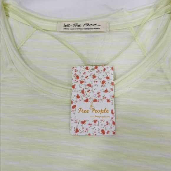 Free People We the Free Halo Stripe Tee-Shirt in Neon Lime and White Stripe - Picture 7 of 12